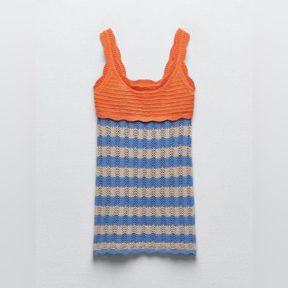 Zara Orange blue crochet dress